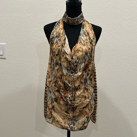 Haute Hippie Sequin Embellished Beaded Sleeveless Silk Blouse Top - Picture 1 of 7